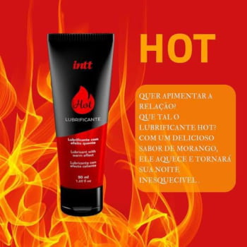 LUBRIFICANTE HOT A BASE DE ÁGUA SABOR MORANGO 50ML INTT