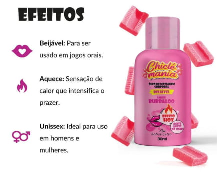 CHICLÉ MANIA ÓLEO DE MASSAGEM BEIJÁVEL HOT BUBBALOO 30ML