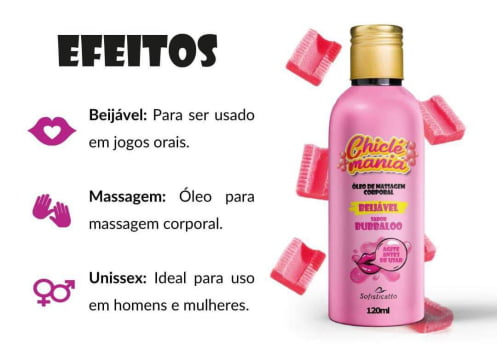 ÓLEO DE MASSAGEM BEIJÁVEL CHICLÉ MANIABUBBALOO 120ML