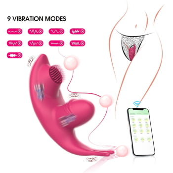  VIBRADOR DE CALCINHA COM APP E 9 MODOS DE VIBRAÇÃO E TRIPLA ESTIMULAÇÃO