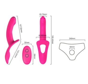 VIBRADOR DE CASAL COM ESTIMULADOR E CALCINHA