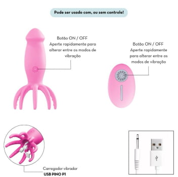 VIBRADOR POLVO ROSA - COM 10 MODOS E CONTROLE SEM FIO